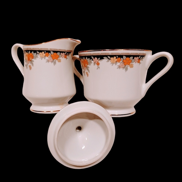 Epoch Elegant Dining Creamer & Sugar Set in Park Manor Pattern #6502 - Picture 4 of 8